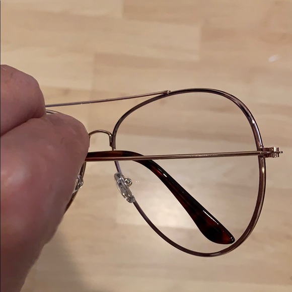 Oversize Aviator Sunglasses Rose Gold Clear Lens - Picture 4 of 8